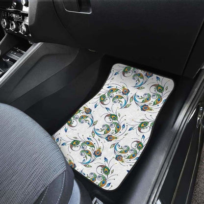 Peacock Feather Pattern Front And Back Car Mats