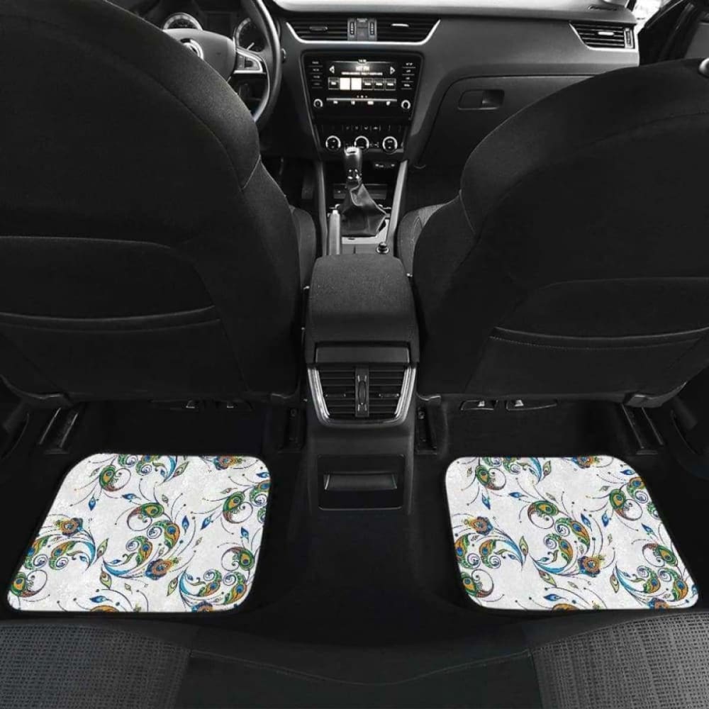 Peacock Feather Pattern Front And Back Car Mats