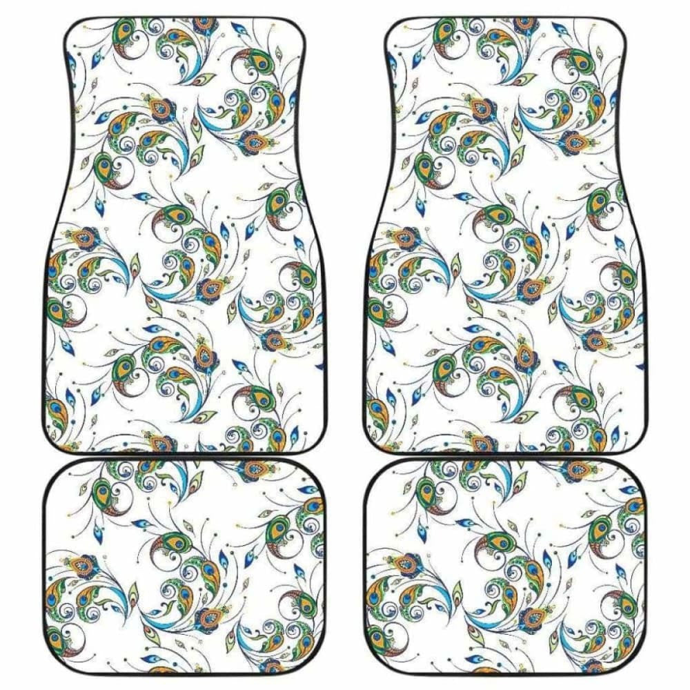 Peacock Feather Pattern Front And Back Car Mats