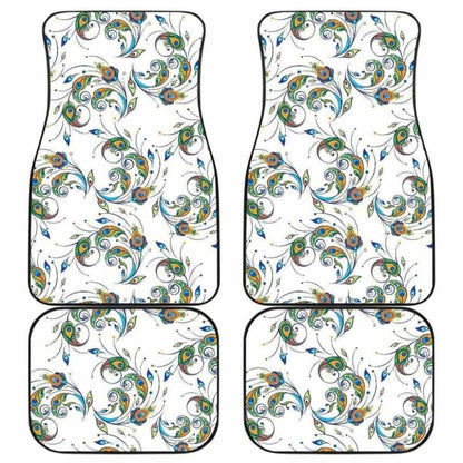 Peacock Feather Pattern Front And Back Car Mats