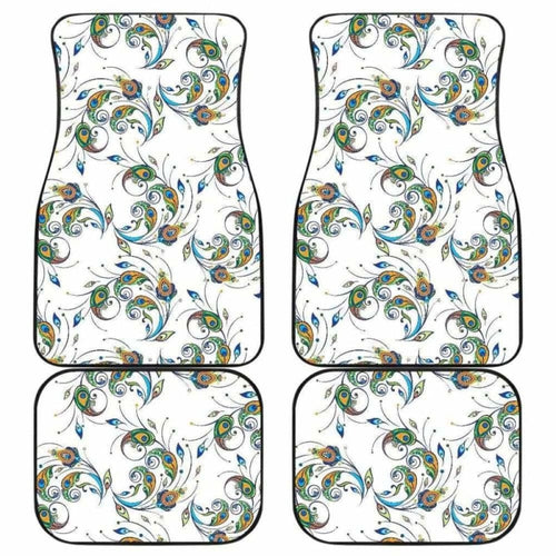 Peacock Feather Pattern Front And Back Car Mats