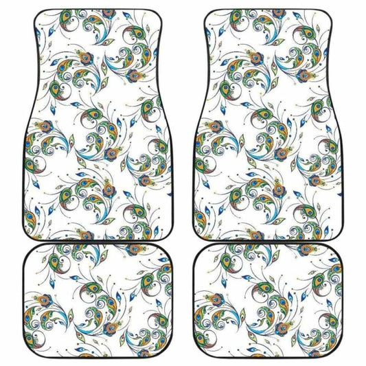 Peacock Feather Pattern Front And Back Car Mats