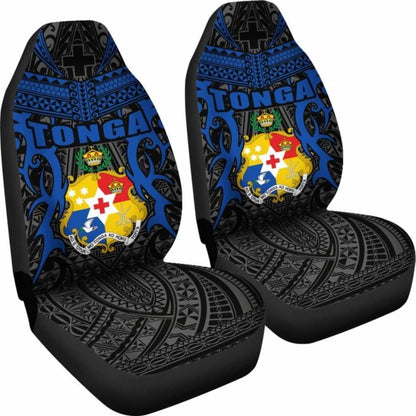 Tonga Car Seat Covers - Kingdom Of Tonga Set Of (Black Blue)