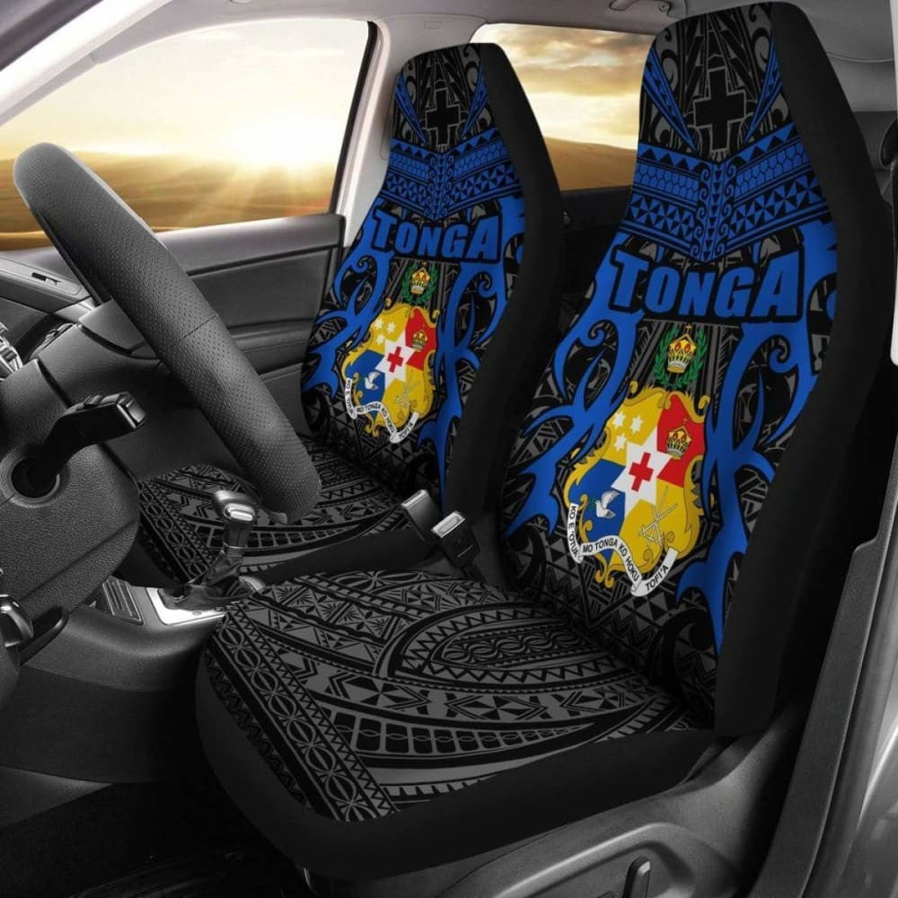 Tonga Car Seat Covers - Kingdom Of Tonga Set Of (Black Blue)