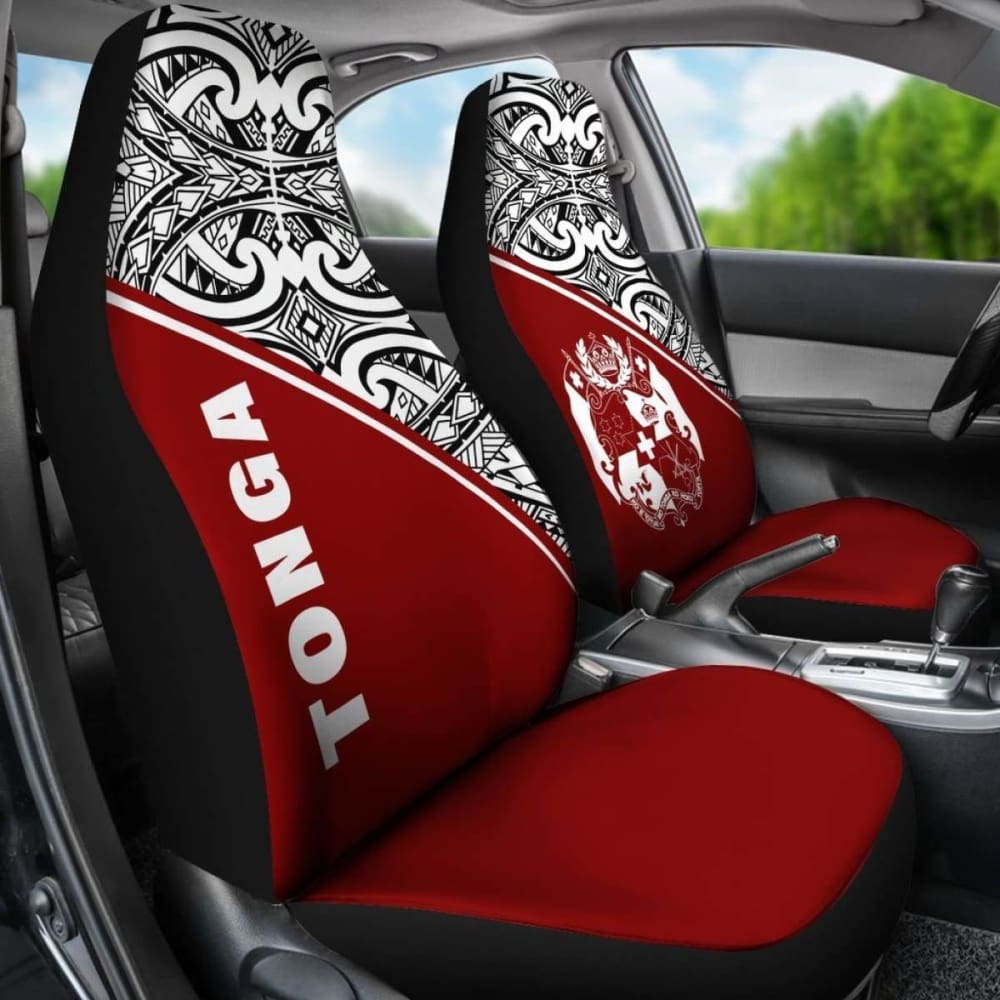 Tonga Polynesian Car Seat Covers - Red Curve -
