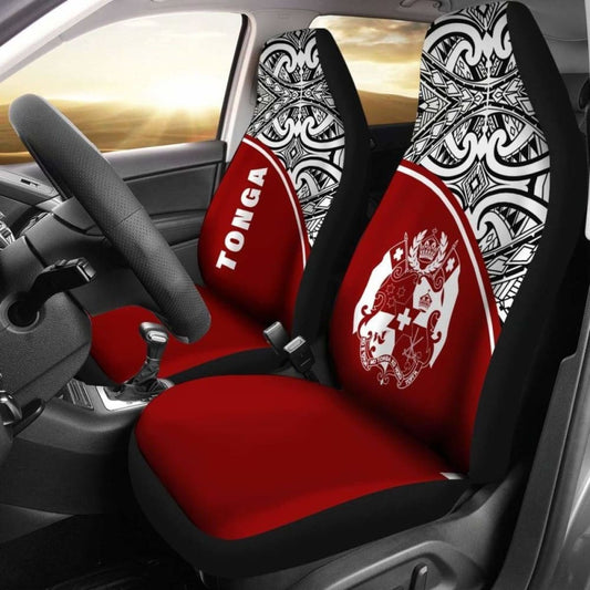 Tonga Polynesian Car Seat Covers - Red Curve -