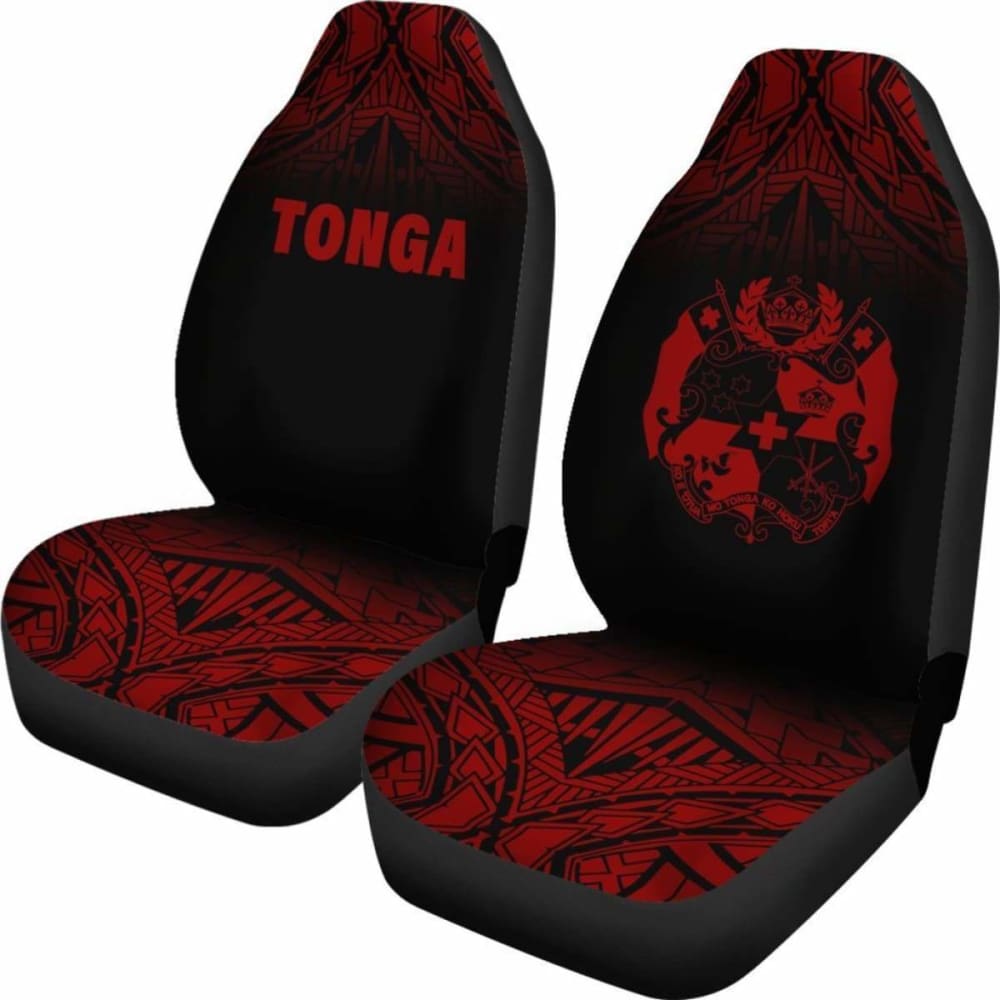 Tonga Polynesian Car Seat Covers - Red Black Fog -