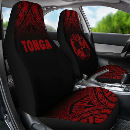 Tonga Polynesian Car Seat Covers - Red Black Fog -