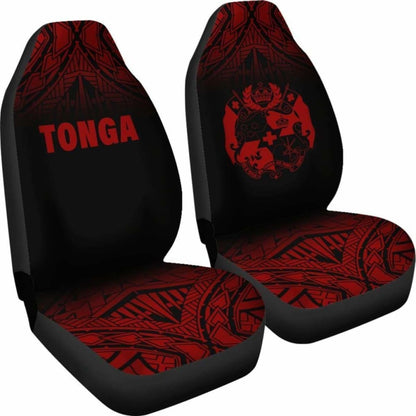 Tonga Polynesian Car Seat Covers - Red Black Fog -
