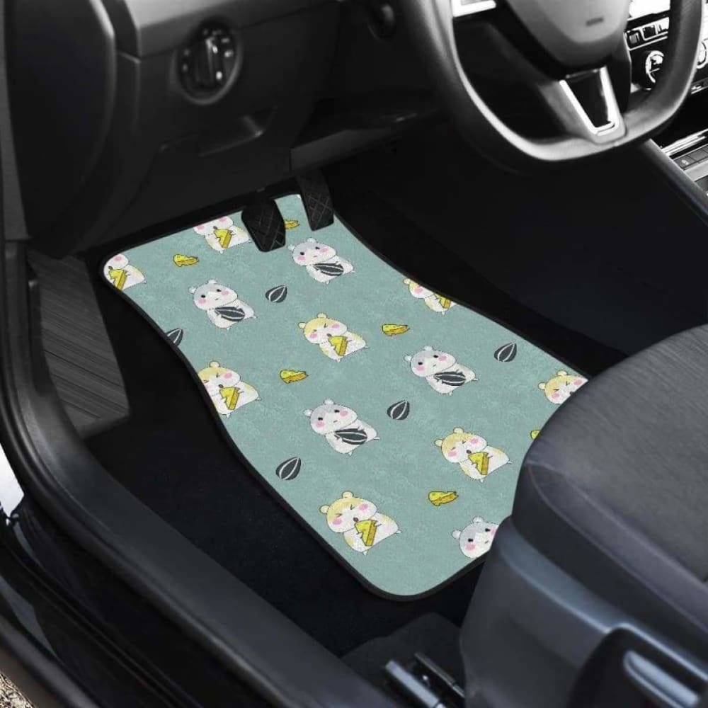 Cute Hamster Cheese Pattern Front And Back Car Mats