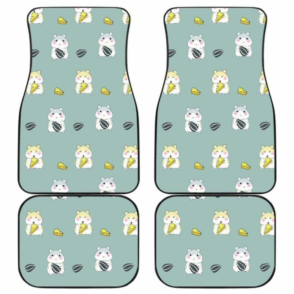 Cute Hamster Cheese Pattern Front And Back Car Mats