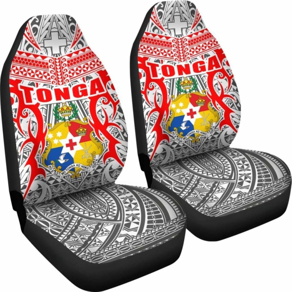 Tonga Car Seat Covers - Kingdom Of Tonga Set Of (White Red)