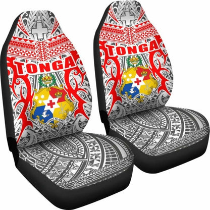Tonga Car Seat Covers - Kingdom Of Tonga Set Of (White Red)