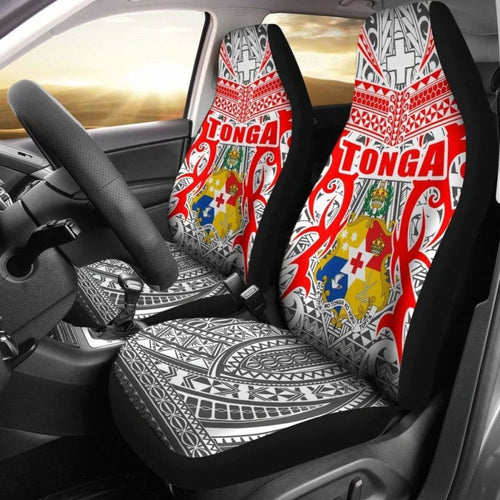 Tonga Car Seat Covers - Kingdom Of Tonga Set Of (White Red)