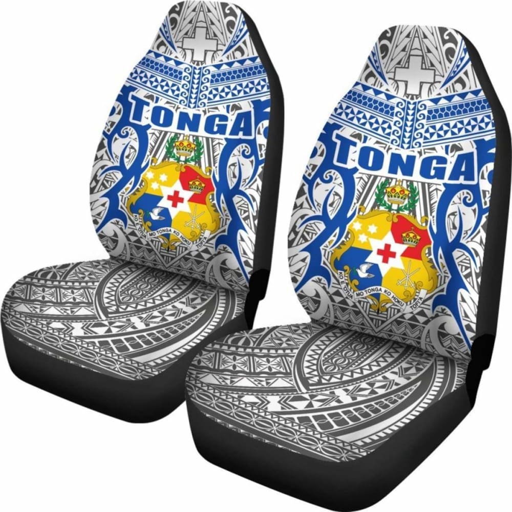 Tonga Car Seat Covers - Kingdom Of Tonga Set Of (White Blue)