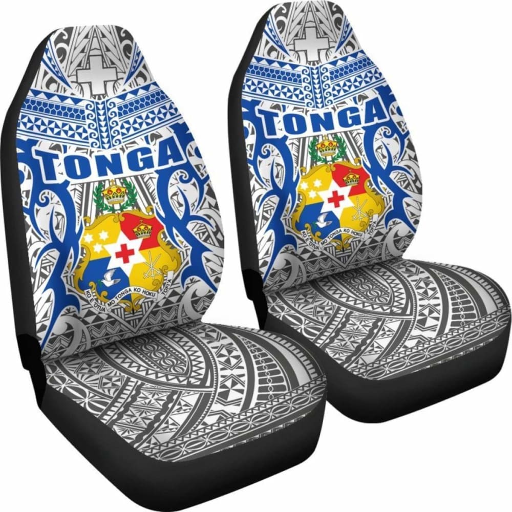 Tonga Car Seat Covers - Kingdom Of Tonga Set Of (White Blue)