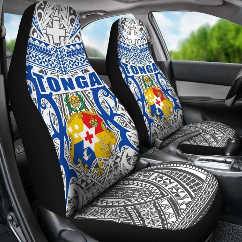 Tonga Car Seat Covers - Kingdom Of Tonga Set Of (White Blue)
