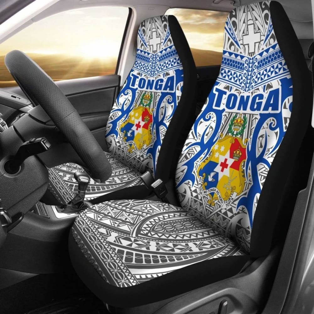 Tonga Car Seat Covers - Kingdom Of Tonga Set Of (White Blue)