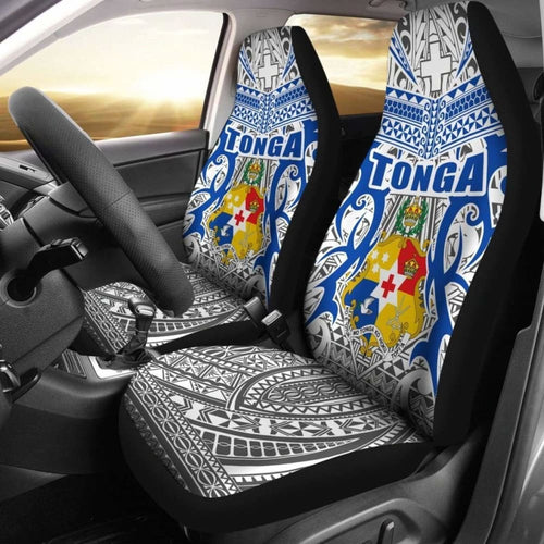 Tonga Car Seat Covers - Kingdom Of Tonga Set Of (White Blue)