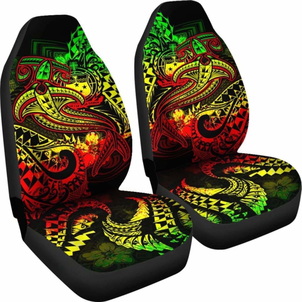 Samoa Car Seat Covers - Reggae Shark Polynesian Tattoo -