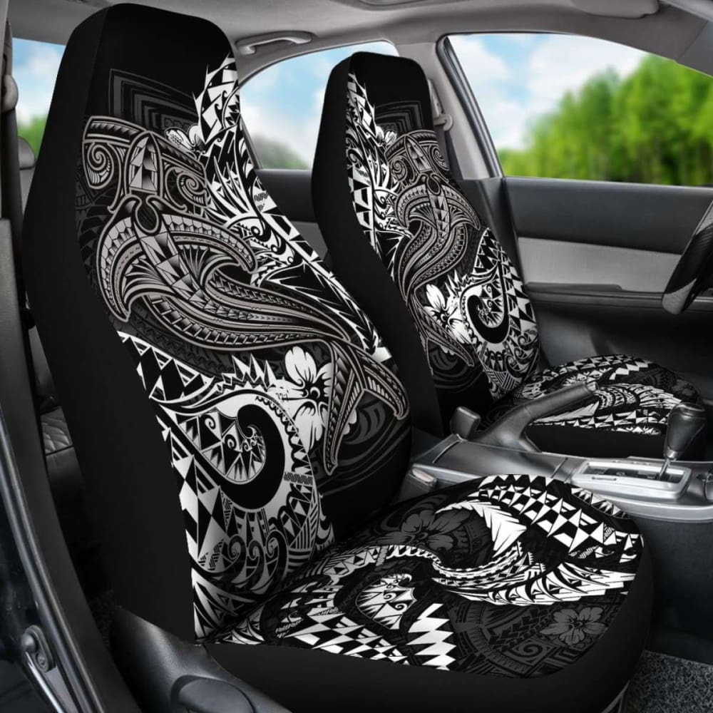 Polynesian Car Seat Covers - White Shark Polynesian Tattoo -