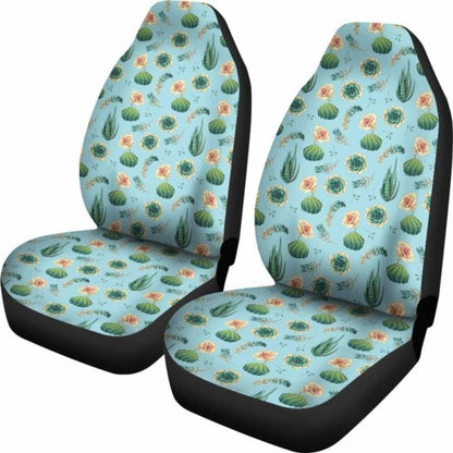 Blue Succulent Cactus Pattern Car Seat Covers