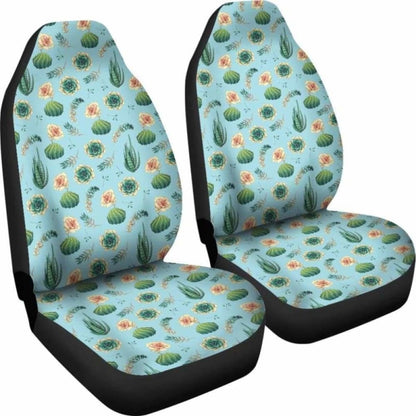 Blue Succulent Cactus Pattern Car Seat Covers