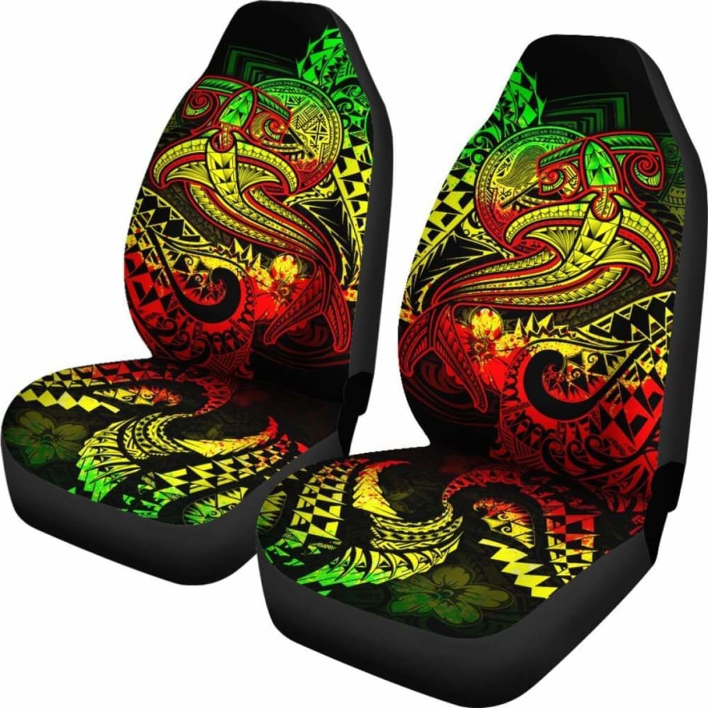 American Samoa Car Seat Covers - Reggae Shark Polynesian Tattoo -