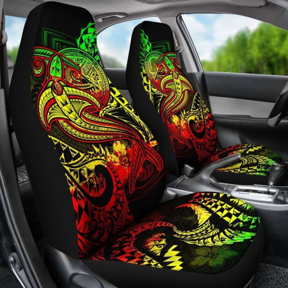 American Samoa Car Seat Covers - Reggae Shark Polynesian Tattoo -