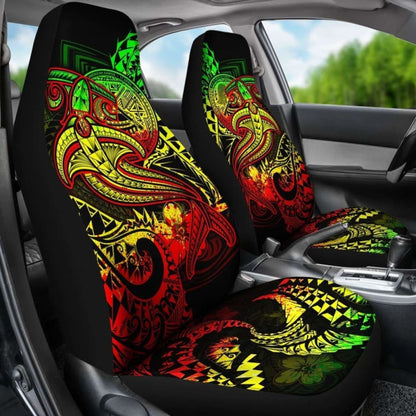 American Samoa Car Seat Covers - Reggae Shark Polynesian Tattoo -
