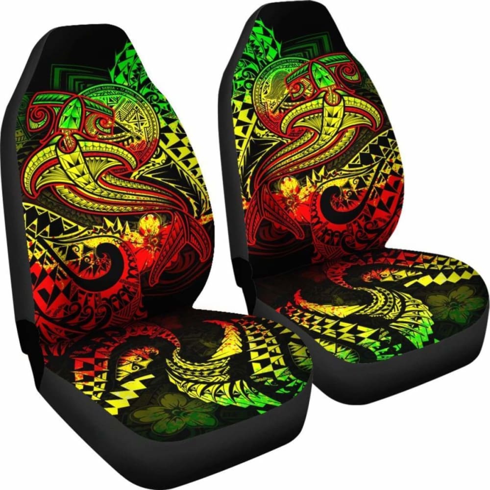 American Samoa Car Seat Covers - Reggae Shark Polynesian Tattoo -