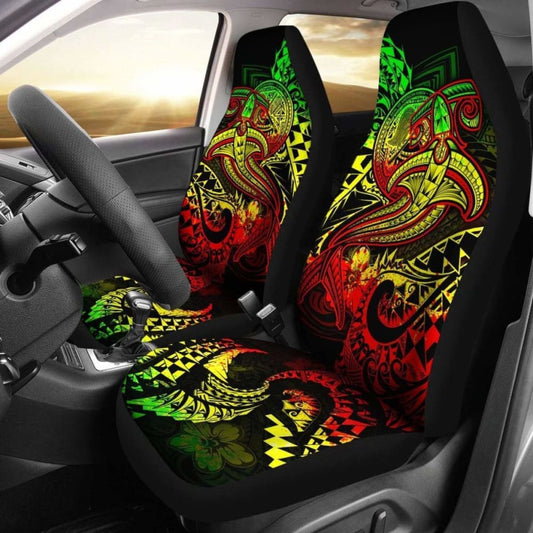American Samoa Car Seat Covers - Reggae Shark Polynesian Tattoo -