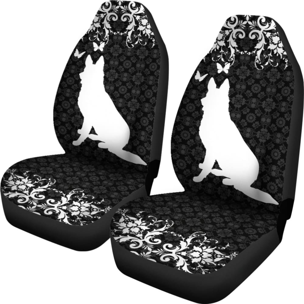 Vintage German Shepherd Black Background Car Seat Covers