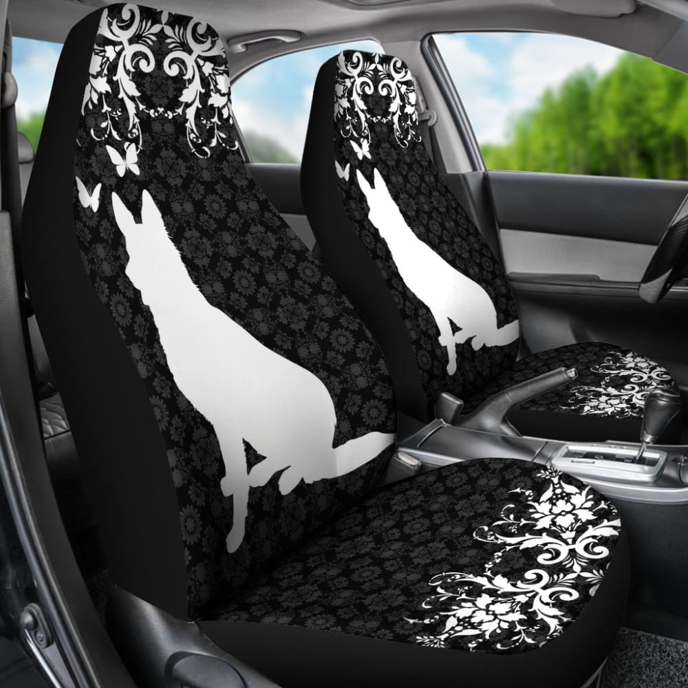 Vintage German Shepherd Black Background Car Seat Covers