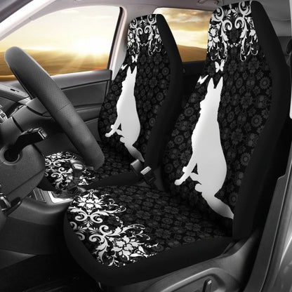 Vintage German Shepherd Black Background Car Seat Covers