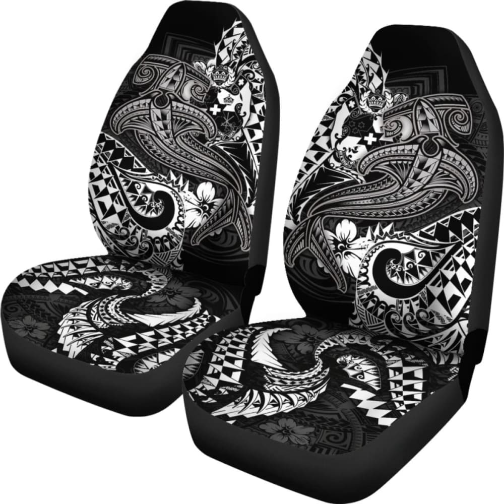 Tonga Car Seat Covers  - White Shark Polynesian Tattoo -