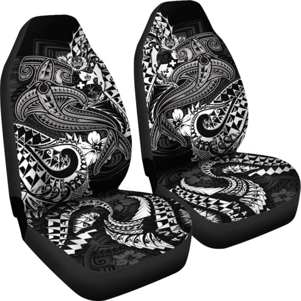 Tonga Car Seat Covers  - White Shark Polynesian Tattoo -