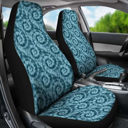 Teal Blue Tie Dye Pattern Car Seat Covers