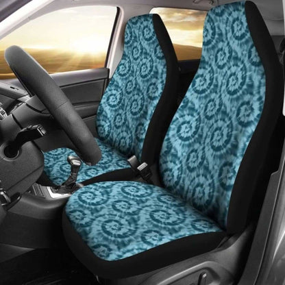 Teal Blue Tie Dye Pattern Car Seat Covers