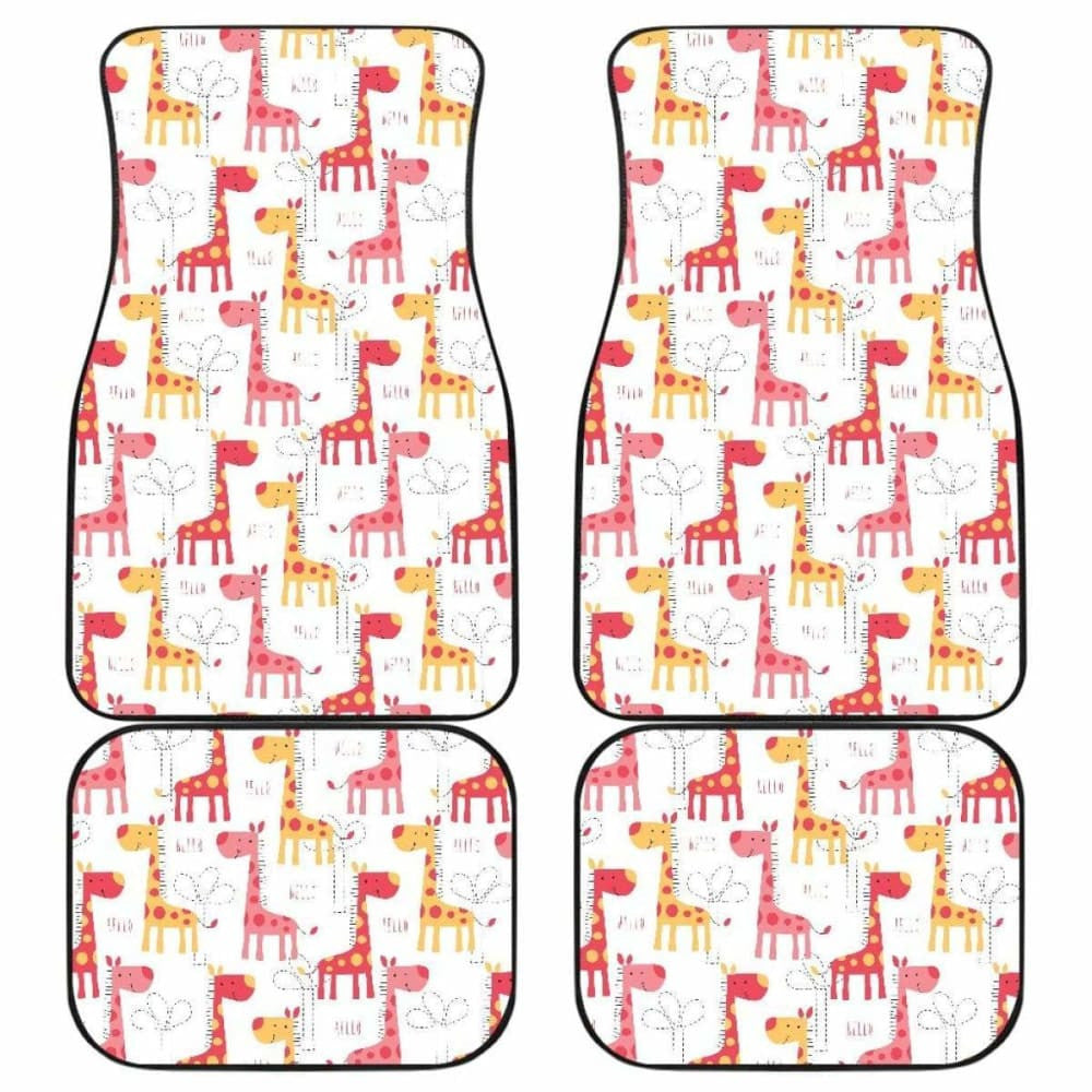 Giraffe Pattern Print Design  Front And Back Car Mats