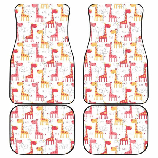 Giraffe Pattern Print Design  Front And Back Car Mats
