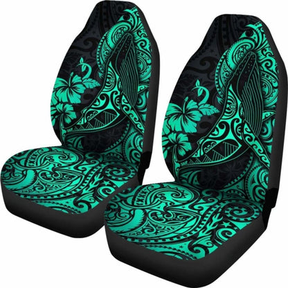 Polynesian Hawaii Car Seat Covers - Polynesian Turquoise Humpback Whale -