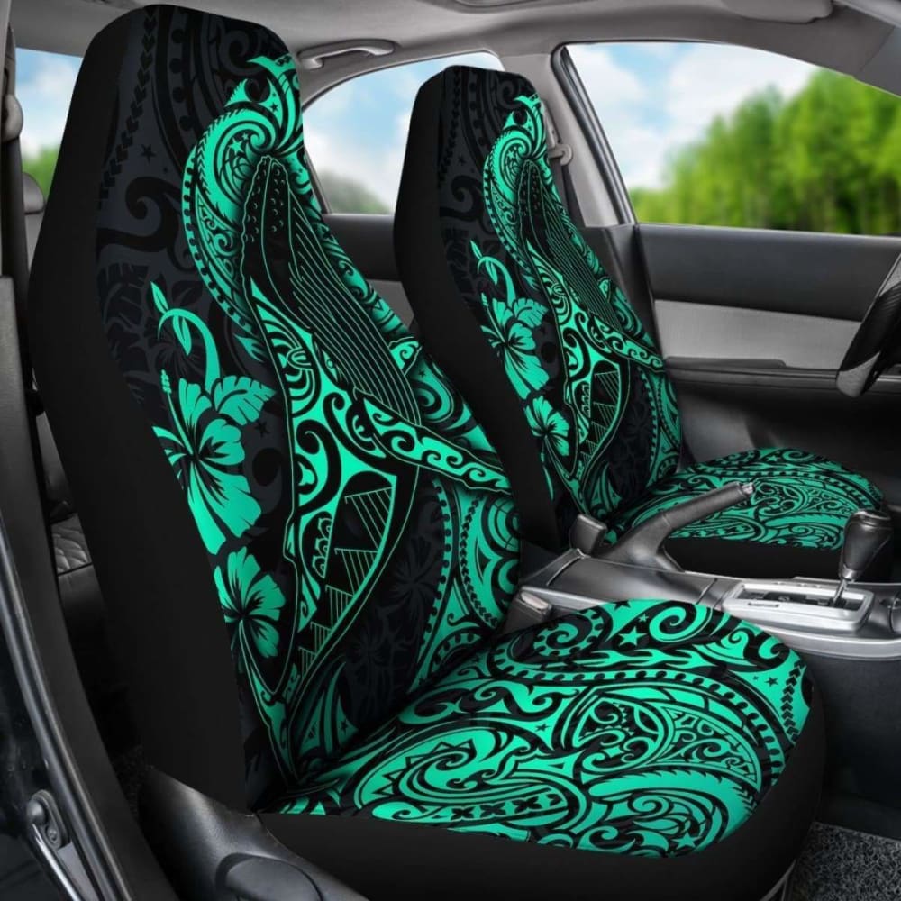 Polynesian Hawaii Car Seat Covers - Polynesian Turquoise Humpback Whale -