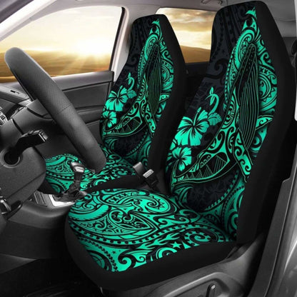 Polynesian Hawaii Car Seat Covers - Polynesian Turquoise Humpback Whale -