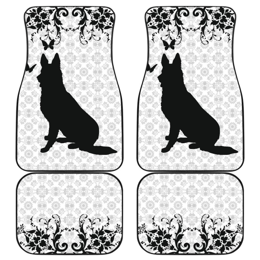 Vintage German Shepherd White Background Car Floor Mats