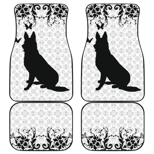 Vintage German Shepherd White Background Car Floor Mats