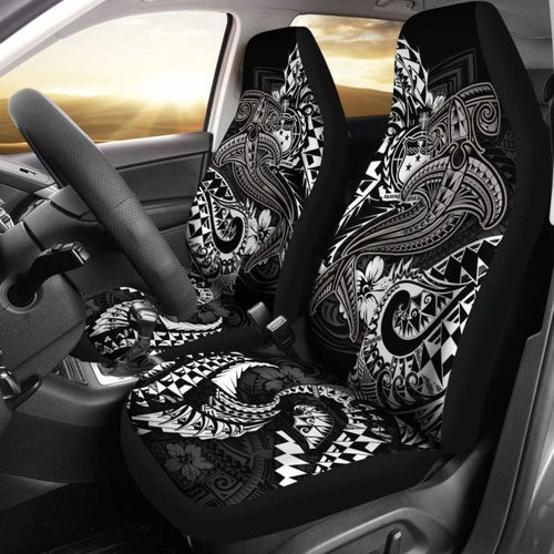Samoa Car Seat Covers - White Shark Polynesian Tattoo -
