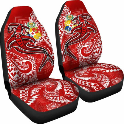 Tonga Car Seat Covers  - Red Shark Polynesian Tattoo -