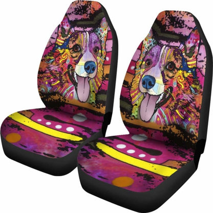 Corgi Design Car Seat Covers Colorful Back
