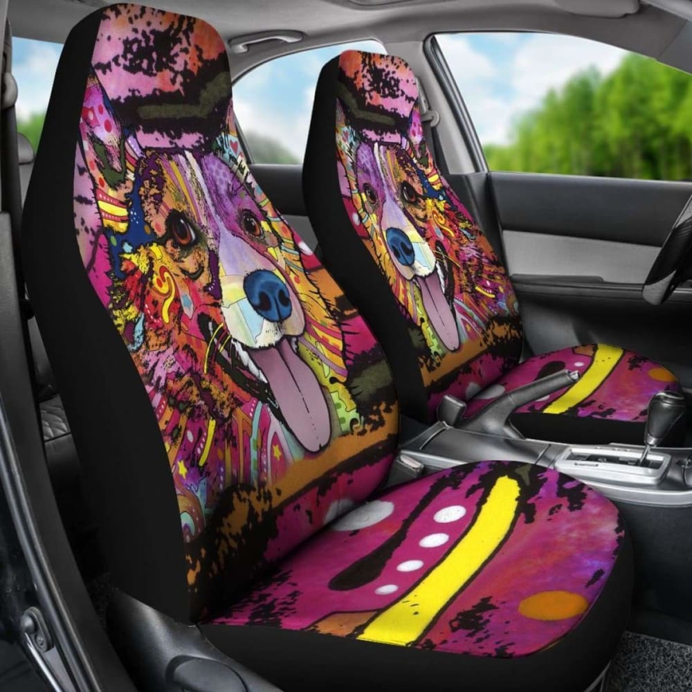 Corgi Design Car Seat Covers Colorful Back